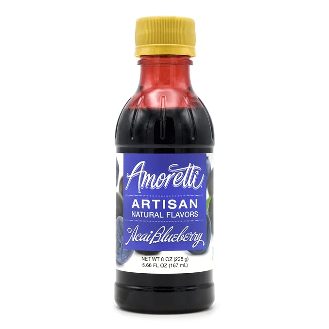 Amoretti - Natural Acai Blueberry Artisan Flavor Paste, 8 oz, Perfect For Ice Cream, Beverages, Cakes, and more, Preservative Free, Vegan, Gluten Free, No Artificial Sweeteners, Highly Concentrated