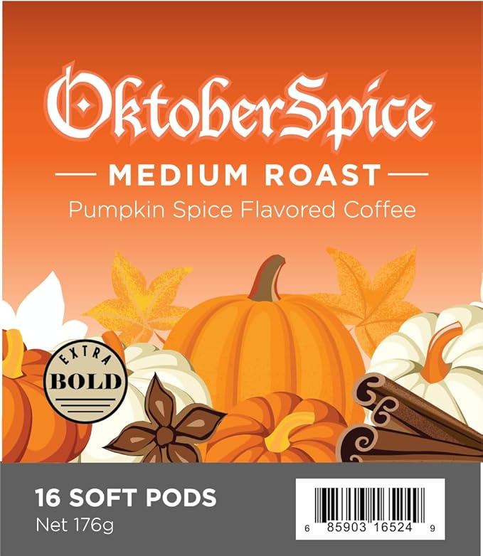 Wolfgang Puck Coffee, Oktober Spice, 12 Gram Soft Pods, 16 Count (Pack of 6)