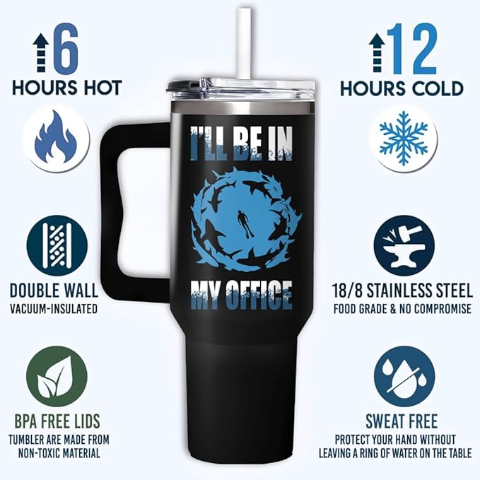 Scuba Diving Gifts for Men Women, Scuba Diving Gifts for Him Her 40oz Tumbler with Handle, Unique Gift for Divers Instructor, Gift for Birthday Christmas, Fathers Day Mothers Day