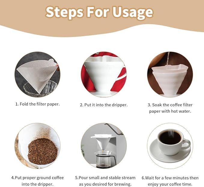 Coffee Filters, Size 02 White Cone Filters, 100 Count Disposable Natural Paper Filters 2-4 Cup Coffee Filter for Pour Over and Drip Coffee Maker