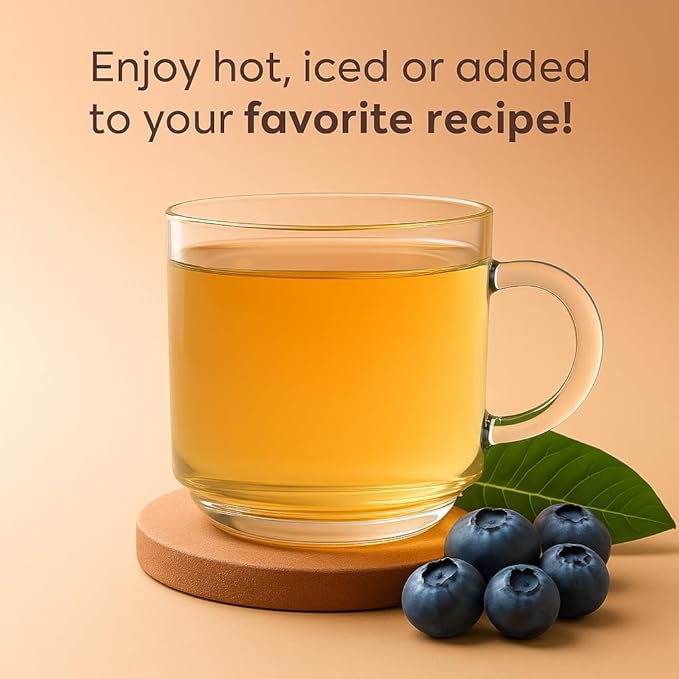 Waka Instant Green Tea Mix, Blueberry Flavored - 100% Tea Leaves, No Additives, Unsweetened Tea Powder in Bulk Pouch – Easy Quick Hot and Iced Teas, Up to 200 Cups (4.5oz)