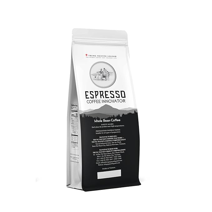 TRUNG NGUYEN LEGEND Espresso Innovator Blended Coffee Bean - Bag 17.6 Oz/500gr, Arabica Blend Robusta, Medium Roast, Whole Beans, Full Coffee Beans, Perfect Flavor