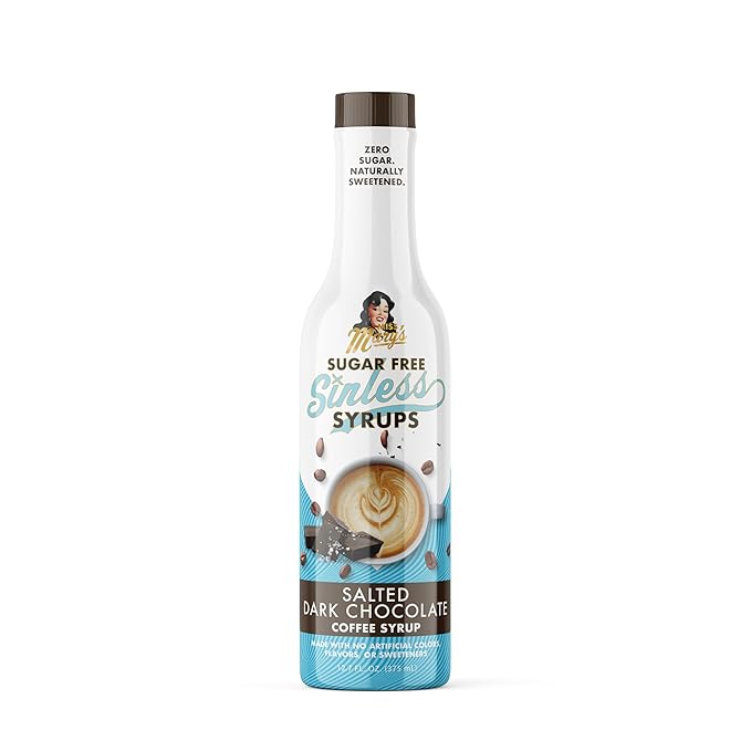 Sugar Free Salted Dark Chocolate Sinless Syrup - Stevia Based, No Sugar Alcohols or Sucralose, No Artificial Sweeteners, Natural Ingredients, Coffee Tea Cocoa Dessert, Keto Friendly, 1 Pack