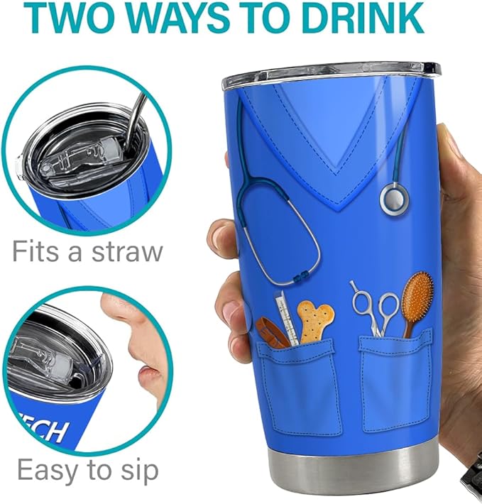 SANDJEST Vet Tech Tumbler 20oz Veterinarian Gifts for Women Men Stainless Steel Insulated Tumblers Coffee Travel Mug Cup Veterinarians Gift for Birthday Christmas