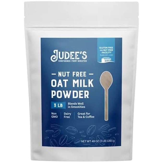 Judee’s Oat Milk Powder 3 lb - Vegan, Non-GMO, Soy-Free, Gluten-Free, and Nut-Free - Dairy Alternative - Use for Baking - Blends Well in Shakes and Smoothies - Add to Your Favorite Coffee and Drinks