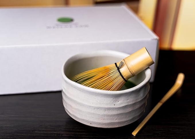 Dr. Weil Matcha Kari Mini Matcha Tea Set - White - Ceremonial Organic Matcha with Whisk & Holder