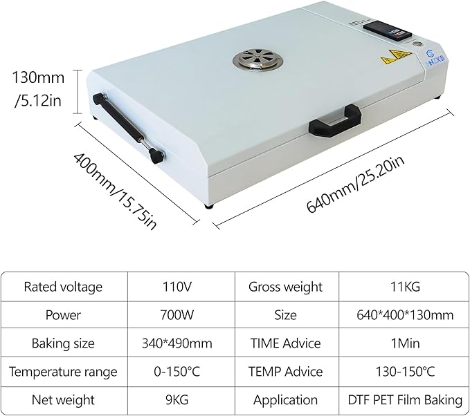 𝐔𝐩𝐠𝐫𝐚𝐝𝐞𝐝 DTF Oven Dryer Dual-Side Heating – Professional Curing Oven for A3/A4 DTF Printing | Even Heating, Fast Drying & Vibrant Results,13.4" x 19.3"
