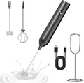 Kitchen Milk Frother Handheld with Stand, 3 Speeds Adjustable Mixer Electric Handheld Frother Wand, Hand Mixer Matcha Whisk Coffee Stirrers for Matcha, Hot Chocolate, Egg, Lattes - Black