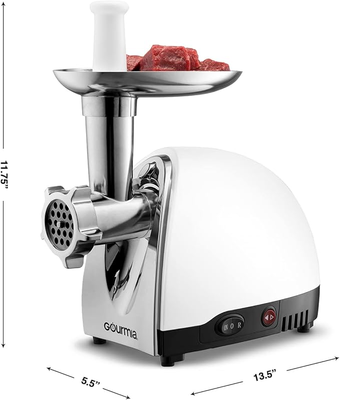 Gourmia Electric Meat Grinder 500 1000 Watt Max 3 Stainless steel grind plates fine to coarse commercial meat grinder machine white silver meat processor electric food mill grinder for kitchen GMG525