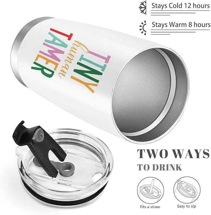 Tiny Human Tamer Tumbler, Daycare & Preschool Teacher Appreciation Gifts - 20oz Travel Coffee Mug