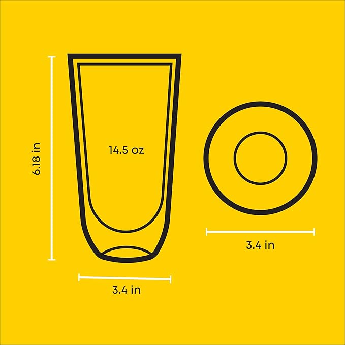 JoyJolt Spike Double Wall Glasses, Cocktail Beer Drinkware Glass Set of 2 - double walled glass 13.5 Ounces