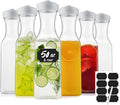 50 Oz Water Carafe with Lids, Square Plastic Pitcher for Mimosa Bar, Drinks, Milk, Iced Tea, Juice Container for Fridge, BPA-Free, NOT DISHWASHER SAFE (6 Pack)
