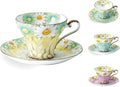 Aynsley Daisy Corset Fine Bone China Teacup & Saucer Set - 5oz (150ml), Hand-Painted Gold Trim, Christmas Gift for Tea Lovers, Elegant Afternoon Tea Set (Yellow)