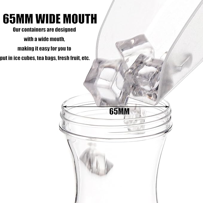 YOUEON 8 Pack 50 Oz Plastic Water Carafe with Lid and Label, Clear Water Drink Containers, Juice Carafe Pitcher Bulk for Water, Juice, Iced Tea, Soda, Lemonade and Other Beverages