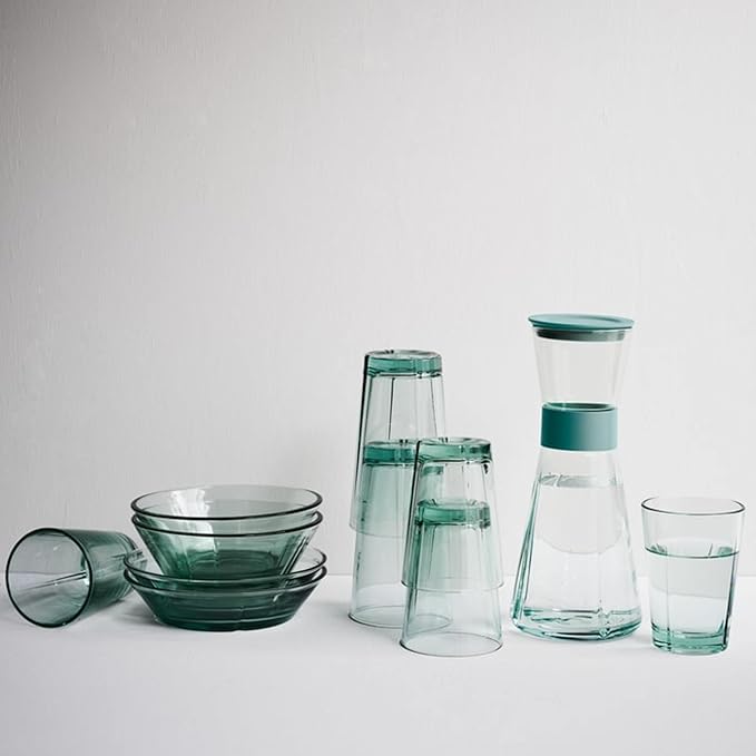 Rosendahl Grand Cru Recycled Glass Tumblers (Set of 4) - 8.8 Fl. Oz. - Lead-Free, Dishwasher Safe, Elegant Clear Glass Drinkware for Water, Juice, Coffee, and Wine - Modern, Durable (Green)