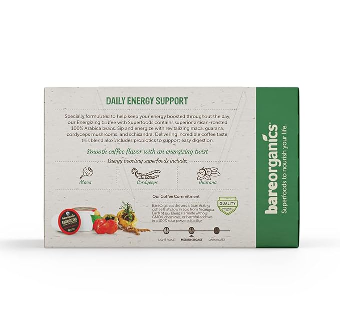 BareOrganics Energizing Coffee Single Serve 96ct Bulk Pack