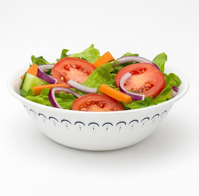 Chip Resistant 1 qt (0.95L) Bowl with Blue Scandinavian patterns, 4- pack