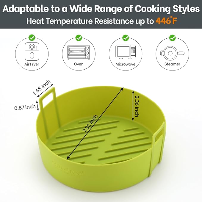Air Fryer Silicone Liners 4QT For Ninja AF101, 2 Pack BPA Free Platinum Air Fryer Basket Liners with Handle, Round Reusable Liner Ninja Fryer Accessories, Upgrade