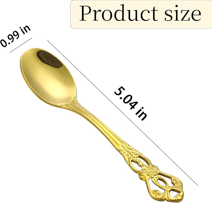 Espresso Spoons Set of 6,Stainless Steel Coffee Spoons Demitasse Spoon for Espresso Coffee,Tea,Dessert,Sugar (6, Gold)