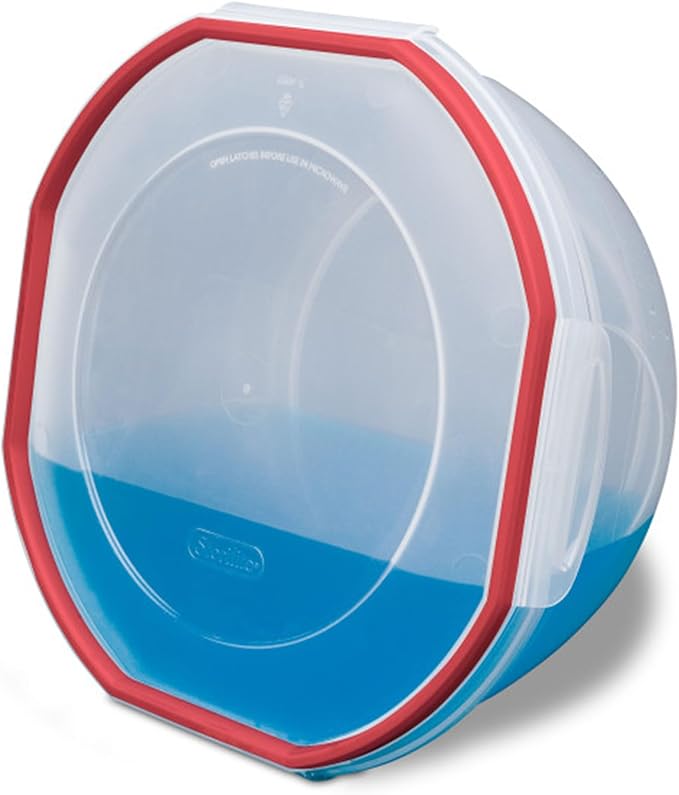 Sterilite Ultra-Seal 8.1 Qt Bowl, Large Airtight Food Storage Container, Latching Lid, Microwave and Dishwasher Safe, Clear With Red Gasket, 8-Pack