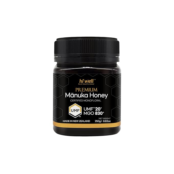 Hi Well Premium New Zealand 100% Manuka Honey | Monofloral Pure Raw Honey | UMF 20+, MGO 830+ Certified | 8.82Oz(250g)