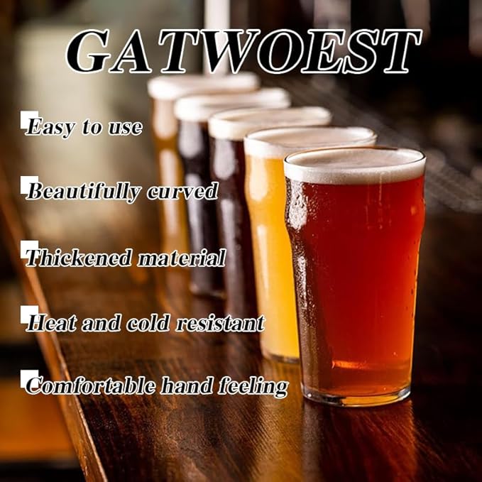 20 oz Beer Glasses Set of 2- Easy to Stack & Lead-Free Classic British Pint Glasses Large Pub Craft Beer Glass for IPA, Pilsner,Clear Tall Glass Cups Great Beer Gifts for Men-Dishwasher Safe