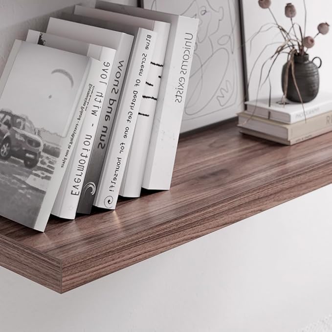 Floating Shelf, Set of 1 Wall Shelf, 30 in W x 12.75 in D x 2 in H Wooden Floating Wall Shelf with Invisible Brackets for Living Room/Bedroom/Bathroom/Kitchen Storage and Decor, Walnut