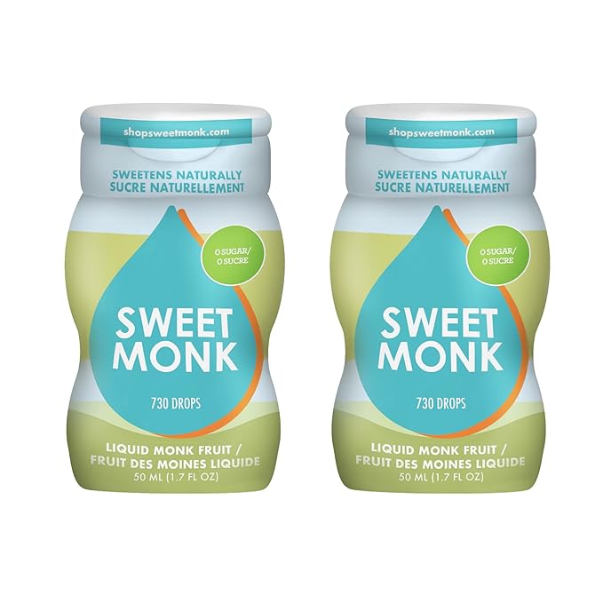 SweetMonk - 100% Pure Original Monk Fruit Sweetener Liquid Sugar Substitute - 1.7oz | No Water Added MonkFruit Extract | 0 Calorie Keto Friendly MonkFruit Drops | Vegan Gluten Free | No Stevia (2-Pack)