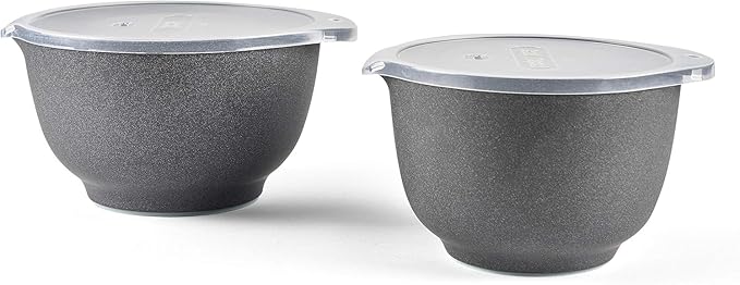Rosti Precision Craft Mixing Bowl Set 2 Pcs Elevate Your Culinary Experience Stylish Nesting Bowls for Effortless Cooking and Baking- (Pebble Black)