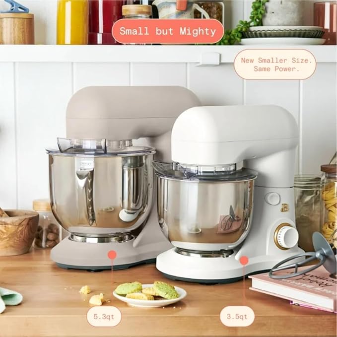 Beautiful 3.5QT 300W Stand Mixer with 12 Speeds, Tilt-Head, Splash Guard & Dishwasher-Safe Accessories, Soft Matte Finish Mixes Up to 5 Dozen Cookies, White Icing