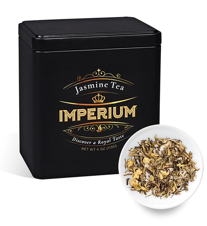 Imperium Spring Jasmine Green Tea Loose Leaf (4oz), Hand-Picked Premium Quality, Brews 100 Cups, Naturally Refreshing and Relaxation Beverage, Delicate Floral Aroma, Smooth and Soothing Finish