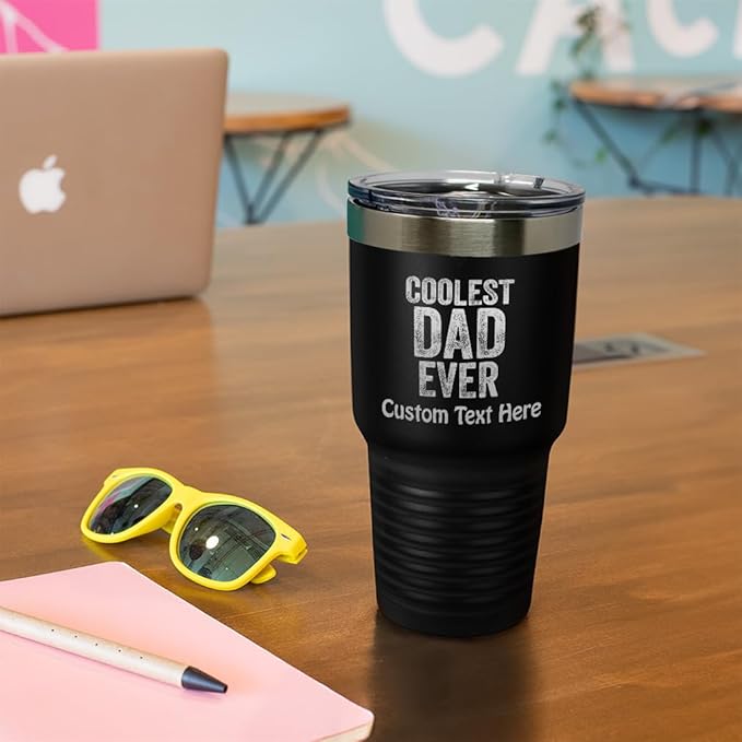 Tumblera Tumblers Travel Mugs Coolest Dad Ever C Family & Friends Dad Insulated Drinkware Personalized Tumbler Cups Coffee Tumbler Engraved Stainless-Steel 20 Oz Forest Green Personalized Text Here