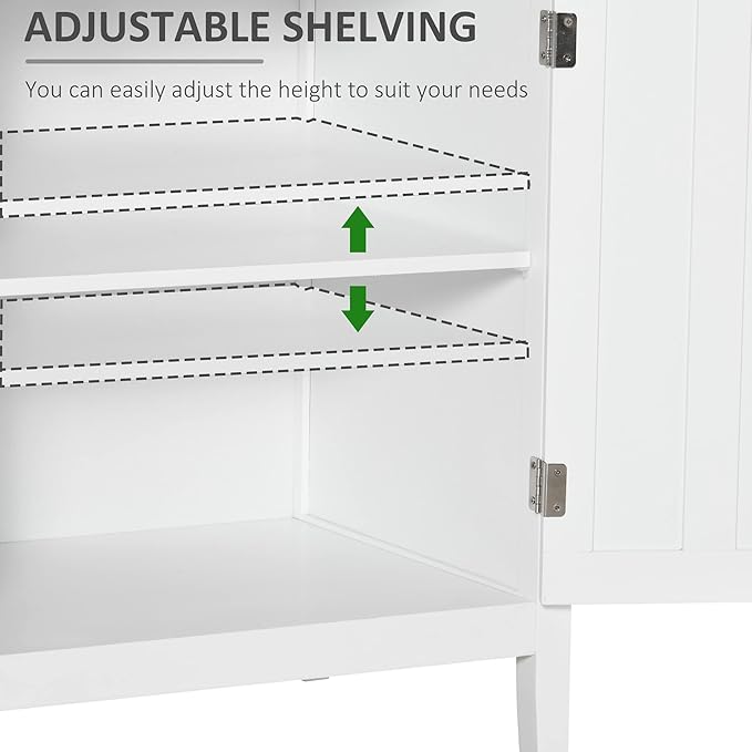 HOMCOM Sideboard Buffet Cabinet, Coffee Bar Cabinet with 2 Doors and Adjustable Shelves, Console Table for Kitchen Entryway Living Room, White