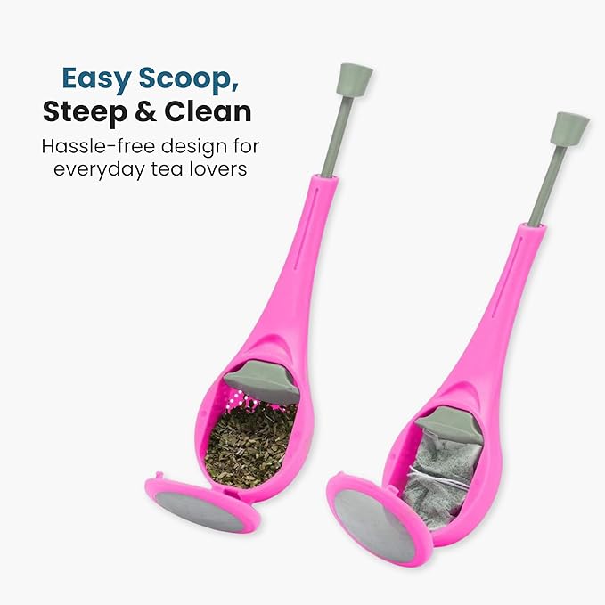 Jokari Loose Leaf Tea Infuser 2 Pack – Stainless Steel Mesh Reusable Tea Steeper with Easy Grip Handle – BPA-Free, Dishwasher Safe, for Custom Brewing – Pink