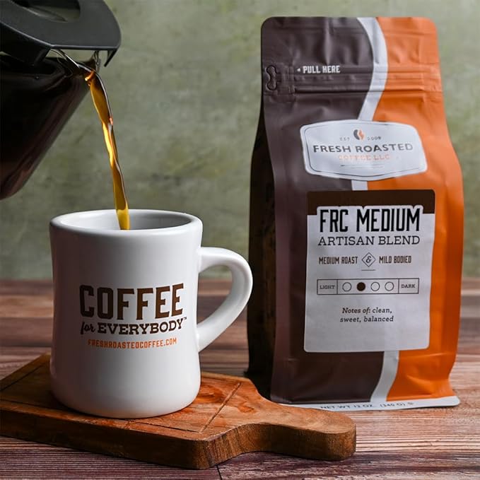Fresh Roasted Coffee, FRC Medium Roast Blend, 12 oz, Kosher, Whole Bean