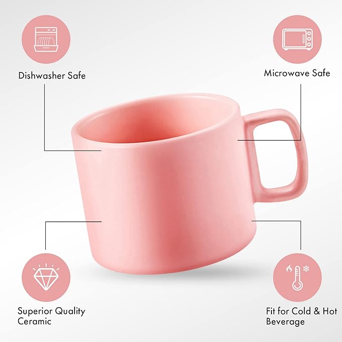 VOBAGA Coffee Mug 11 oz Tea Cup with Flat-Bottom Warming Coffee Milk for Office and Home (Brown)