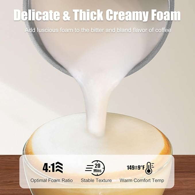 Milk Frother, 4-in-1 Milk Frother and Steamer, 13.5oz/400ml Automatic Hot and Cold Foam Maker and Milk Warmer, Electric Frother for Coffee, Latte, Cappuccino, Macchiato, Matcha(White)