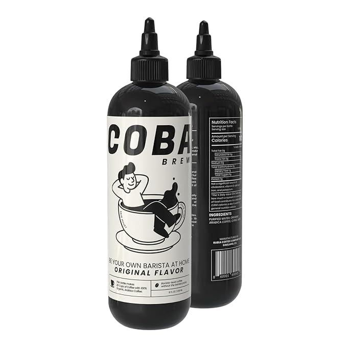 COBA Premium Coffee Concentrate: Bold & Extra Strong Kick - 20x Cups | Instant Cold Brew/ Hot Coffee in Seconds | Specialty, Fair Trade, Organic, Medium Roast, Dairy Free | 2 TEASPOONS/Cup | Rich Flavor (8 Fl Oz (Pack of 1), Original)