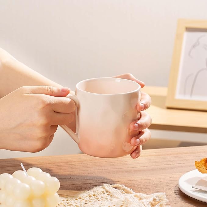 Porcelain Coffee Mugs Set of 6 with Hand Pinch Texture, Non-toxic, Stylish Gift 12 OZ Ceramic Coffee Tea Milk Coco Mug, Microwave and Dishwasher Safe (Multicolor)
