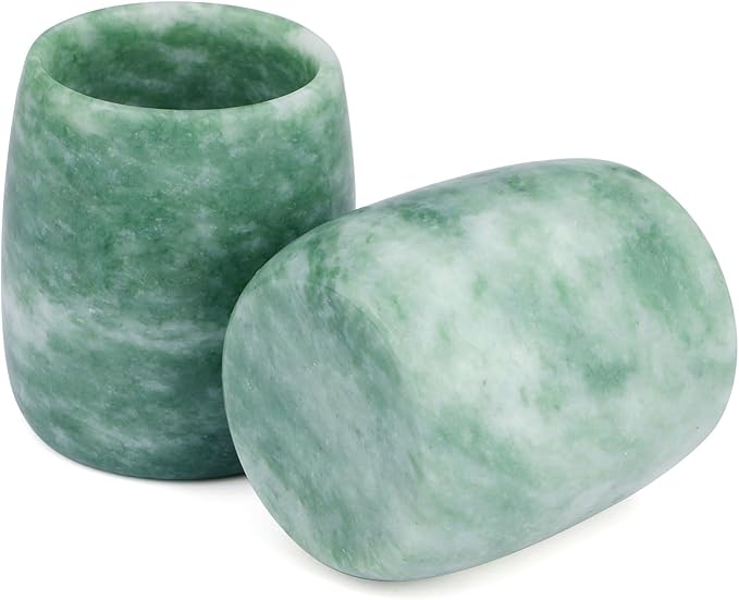 gemshan Jade Tea Cups Top Grade Natural Jade Cup 2 Pack, Hand-made Teacups Coffee Mug Wine Mug for drinking Tea Coffee Wine Beer Hot Drinks
