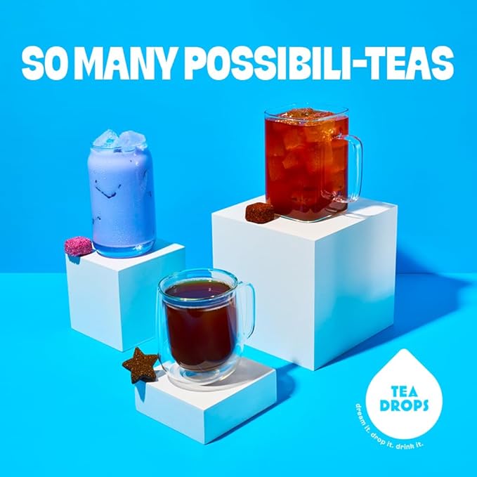 Tea Drops Holiday Gift Set | Organic Dissolvable Loose Leaf Tea | Microplastic-Free | Chai Spice Chocolate Earl Grey Citrus Ginger Rose Matcha Peppermint Ube Vanilla Bean Thai | 9 Sampler Assortment - 1 Per Flavor