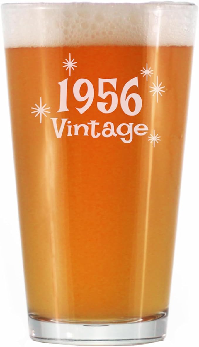 Vintage 1956 Pint Glass for Beer - 69th Birthday Gifts for Men or Women Turning 69 - Fun Bday Party Decor - 16 oz