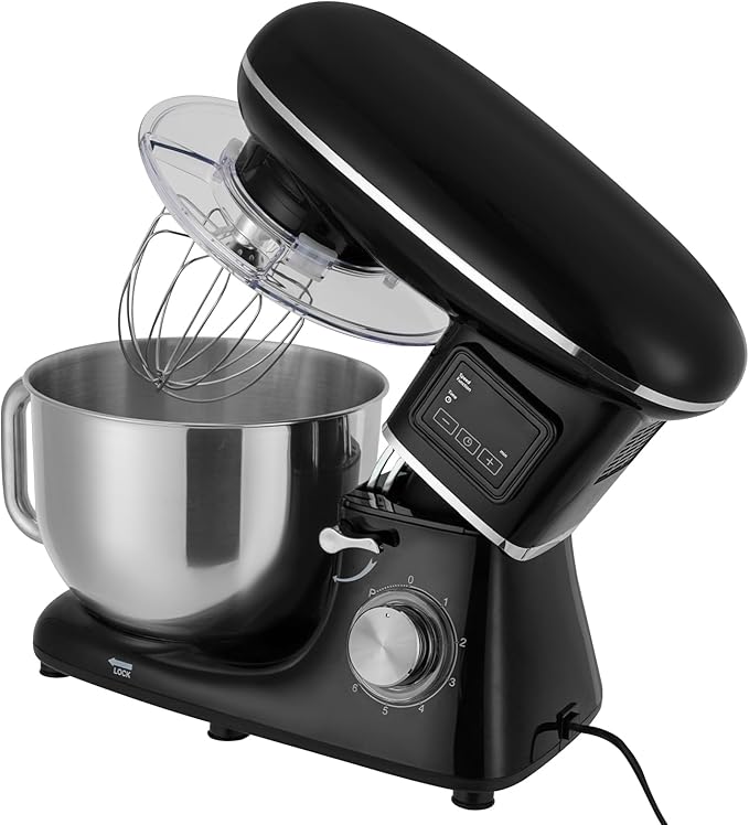 Stand Mixer, 6.5 Quart, 6+1 Speed Tilt-Head Kitchen Mixer, Copper Motor, Household Food Mixer with Bowl, Flat Beater, Dough Hook, Egg Whisk fit for Kitchens, Small Restaurants, Bakeries (Black)