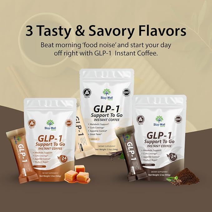 Slim Coffee GLP-1 Supplement | GLP 1 Booster to Control Appetite and Cravings | Great Tasting Metabolic Support - Coffee Bean Extract, Green Tea, Yerba Mate (Caramel)