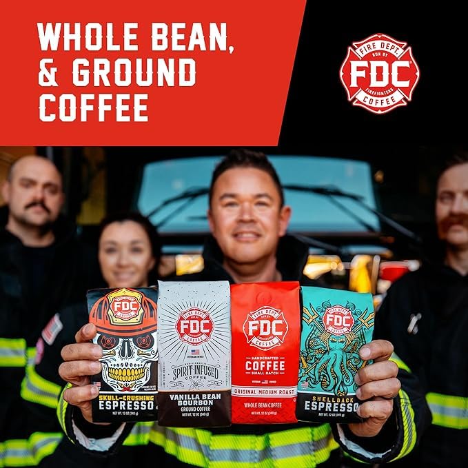 Fire Department Coffee - Salted Caramel Bourbon Coffee - Veteran Owned - Premium Bourbon Infused - Ground Medium Roast - Non-Alcoholic - Roasted in the USA - Veteran Owned (12 oz, Pack of 2)