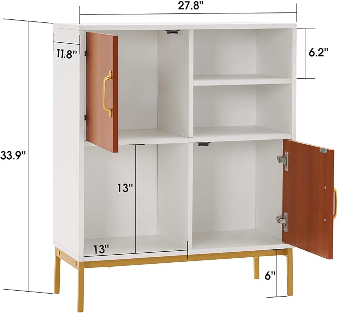 ivinta Buffet Cabinet with Storage, Rustic Wood Sideboard with Storage Shelves and Doors, Coffee Bar Cabinet for Kitchen, Living Room, Hallway, 1020 (Cherry Brown)