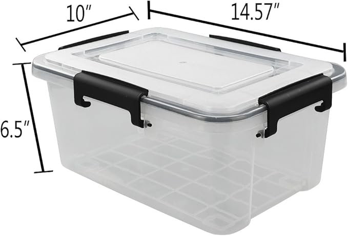 6-Pack 10 L Clear Plastic Storage Box with Lid, Airtight Pet Food Storage Containers