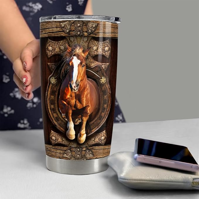 SANDJEST Horse Tumbler 20oz Stainless Steel Insulated Tumblers Coffee Travel Mug Cup Horses Gifts for Women Men Gift for Birthday Christmas