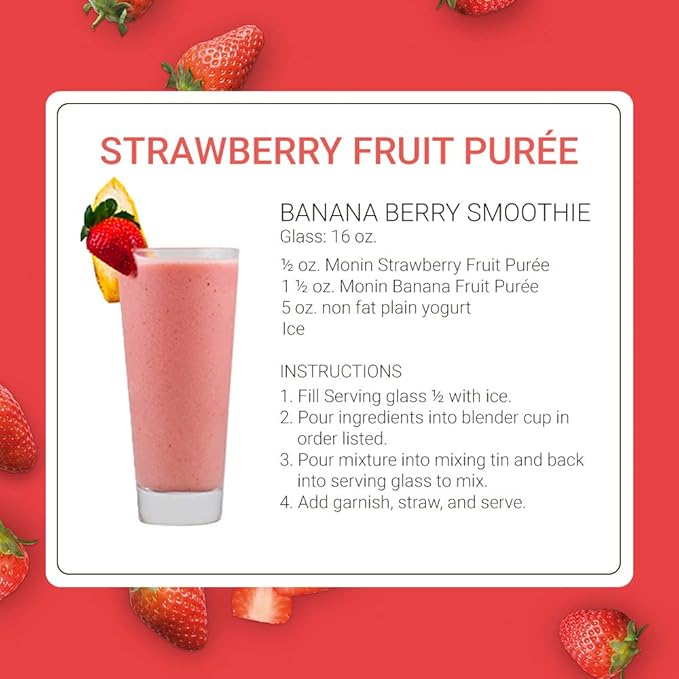 Monin - Strawberry Purée, Juicy and Sweet, Great for Sodas and Teas, Gluten-Free, Vegan, Non-GMO (1 Liter)