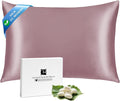 Ravmix Silk Pillow Cases with Zipper, 21momme Mulberry Silk Pillowcase for Hair Skin Health, Soft Smooth Breathable Cool Pillow Cover for Beauty Sleep with Gift Box 1PC(Queen 20"x30", Dark Pink)